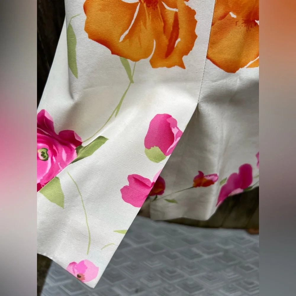 🍎 Teri Jon Silk Floral Sheath Dress With Cropped Jacket Self Tie Size 6 (AA3) - Picture 7 of 11